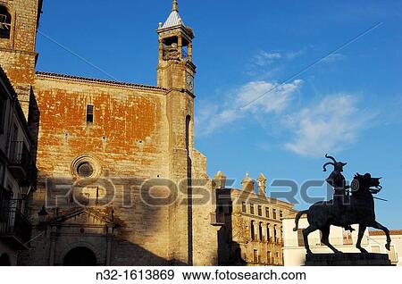 San Martin church and Monument to Francisco Pizarro on Plaza Mayor (main square), Trujillo, Caceres province, Extremadura, Spain, Europe View Large Photo Image Stock Photo - San Martin church and Monument to Francisco Pizarro on Plaza Mayor (main square), Trujillo, Caceres province, Extremadura, Spain, Europe. Fotosearch