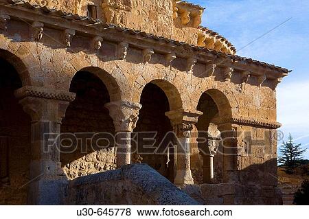 Stock Photo - San Miguel church. San Esteban de Gormaz, Soria province, Castilla y Le? n. Spain.. Fotosearch