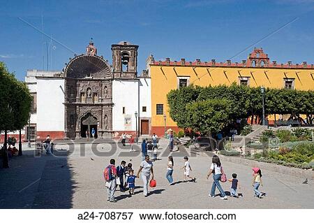 Stock Photo - San Miguel de Allende City. San Felipe Neri church. Mexico.. Fotosearch