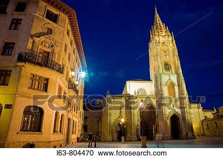 San Salvador Cathedral at night. Plaza de Alfonso II el Casto. Oviedo. Asturias. Spain View Large Photo Image Stock Image - San Salvador Cathedral at night. Plaza de Alfonso II el Casto. Oviedo. Asturias. Spain. Fotosearch