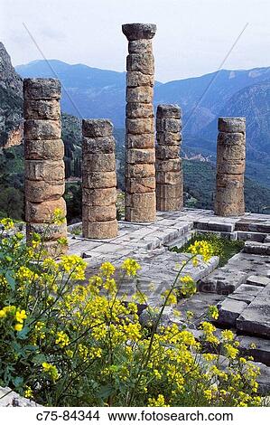 Sanctuary of Apollo (4th century B. C. ), Mount Parnassus, Delphi. Greece View Large Photo Image Picture - Sanctuary of Apollo (4th century B. C. ), Mount Parnassus, Delphi. Greece. Fotosearch