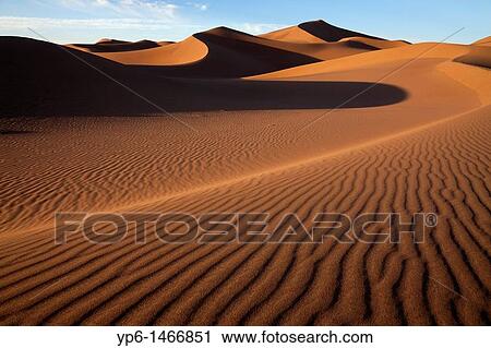 Stock Image - sand-dunes, Erg Chegaga, Sahara, Morocco. Fotosearch