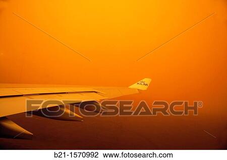 Stock Image - Sand storm over the Khartum airport, Sudan. Fotosearch