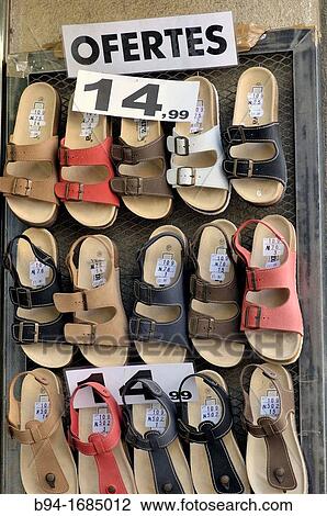 Sandals for sale View Large Photo Image Stock Image - Sandals for sale. Fotosearch