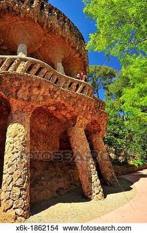 Picture - Sandpiper Viaduct, Guell Park, Antoni Gaudi i Cornet twentieth century, Barcelona, Catalonia, Spain.. Fotosearch