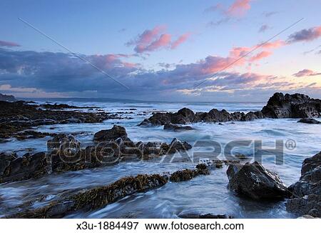 Stock Photo - Sandymouth on the North Cornwall coast, Bude, Cornwall, England, United Kingdom. Fotosearch