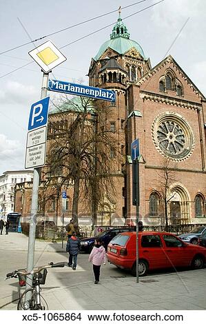Picture - Sankt Lukas Kirche, Mariannenplatz, Munich, Bavaria, Germany. Fotosearch