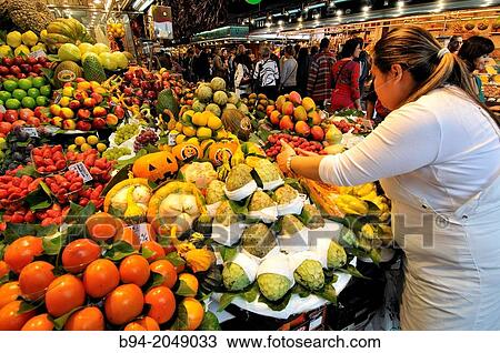Stock Image - Sant Josep (aka La Boqueria) market, Barcelona, Catalonia, Spain. Fotosearch