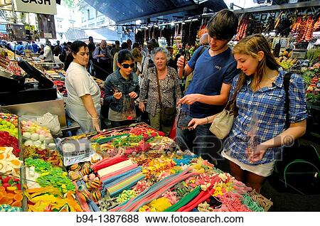 Sant Josep market (aka La Boqueria), Barcelona, Catalonia, Spain View Large Photo Image Stock Photo - Sant Josep market (aka La Boqueria), Barcelona, Catalonia, Spain. Fotosearch