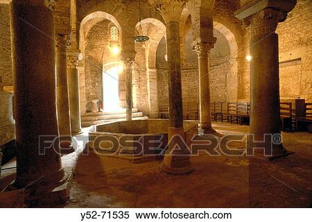 Sant Miquel church (pre-romanesque) baptisterium, Terrassa, Barcelona province, Spain View Large Photo Image Stock Photography - Sant Miquel church (pre-romanesque) baptisterium, Terrassa, Barcelona province, Spain. Fotosearch