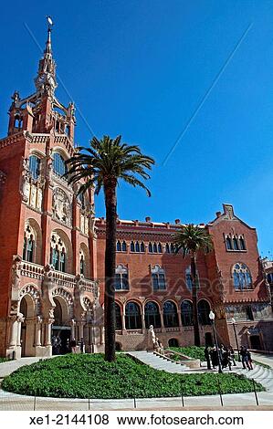 Stock Photo - Sant Pau modernist enclosure, arch. Lluis Domenech i Montaner, Barcelona, Catalonia, Spain. Fotosearch