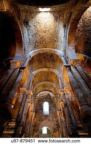Stock Image - Sant Pere de Rodes Romanic Monastery, Port de la Selva, Emporda, Cap de Creus, Girona Province, Catalonia, Spain. Fotosearch