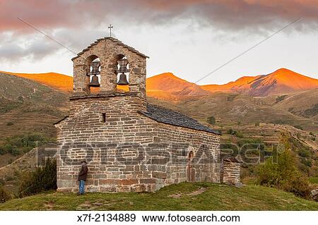 Stock Photo - Sant Quir? hermitage. Romanesque chapel. Durro. Bo? valley. Lleida province. Catalonia. Spain.. Fotosearch