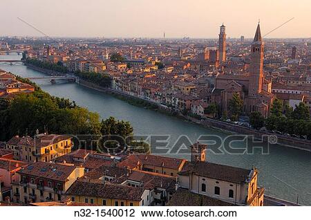 Santa Anastasia church, Torre dei Lamberti and Adige River, Verona, Veneto, Italy View Large Photo Image Stock Image - Santa Anastasia church, Torre dei Lamberti and Adige River, Verona, Veneto, Italy. Fotosearch