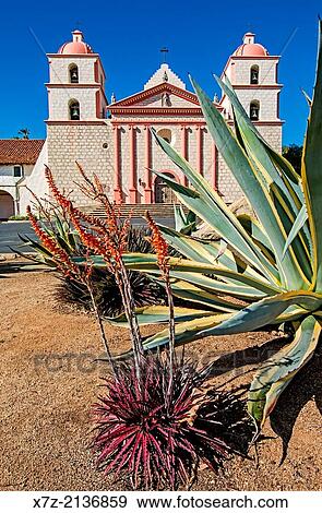Santa Barbara, Queen of the Missions The Santa Barbara Mission in the city of Santa Barbara in southern California. View Large Photo Image Stock Photo - Santa Barbara, Queen of the Missions The Santa Barbara Mission in the city of Santa Barbara in southern California.. Fotosearch