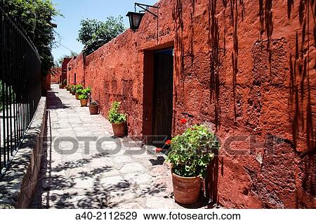 Stock Photo - Santa Catalina of Siena Monastery 1579. Arequipa. Peru. UNESCO World Heritage Site.. Fotosearch