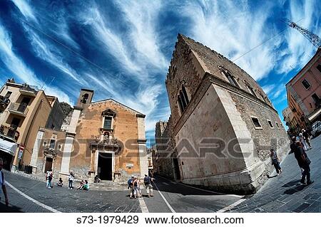 Stock Photo - Santa Catarina and Palazzo Corvaja, Taormina, Sicily, Italy. Fotosearch