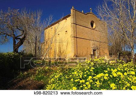 Santa Creu oratory (18th century), Porreres. Es Pla, Majorca, Balearic Islands, Spain View Large Photo Image Stock Image - Santa Creu oratory (18th century), Porreres. Es Pla, Majorca, Balearic Islands, Spain. Fotosearch