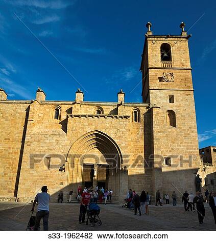 Stock Image - Santa Mar? a church on Caceres. Extremadura. Spain.. Fotosearch