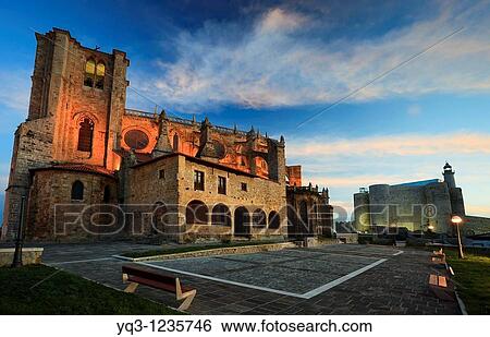 Santa Mar? a de la Asuncion Church and lighthouse at dawn. Castro Urdiales, Cantabria, Spain. View Large Photo Image Stock Photograph - Santa Mar? a de la Asuncion Church and lighthouse at dawn. Castro Urdiales, Cantabria, Spain.. Fotosearch
