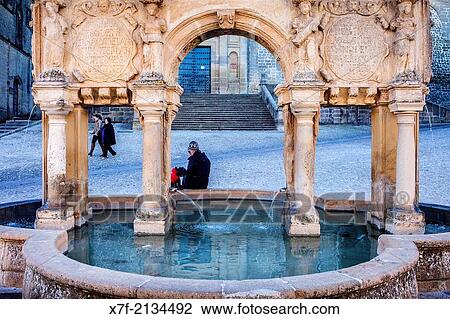 Santa Mar? a fountain, in Santa Mar? a's square. Baeza. Ja? n province. Spain. View Large Photo Image Stock Image - Santa Mar? a fountain, in Santa Mar? a's square. Baeza. Ja? n province. Spain.. Fotosearch