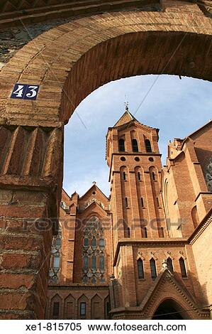 Stock Photography - Santa Maria de Valldonzella Cistercian monastery built in mixture of neo-Gothic and art nouveau style (1913, architect Bernard? Martorell i Puig), Barcelona. Catalonia, Spain. Fotosearch