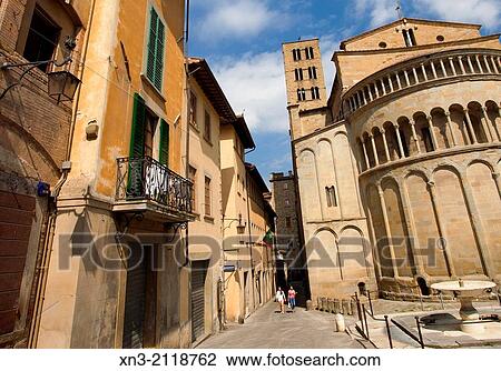 Santa Maria della Pieve church, Piazza Grande, Big Square, medieval square, Arezzo, Tuscany, Italy, Europe. View Large Photo Image Stock Image - Santa Maria della Pieve church, Piazza Grande, Big Square, medieval square, Arezzo, Tuscany, Italy, Europe.. Fotosearch