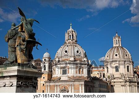 Santa Maria di Loreto and SS. Nome di Maria churches seen from the Altar of the Fatherland, Rome, Lazio, Italy, Europe View Large Photo Image Stock Image - Santa Maria di Loreto and SS. Nome di Maria churches seen from the Altar of the Fatherland, Rome, Lazio, Italy, Europe. Fotosearch