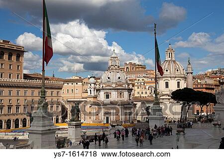 Santa Maria di Loreto and SS. Nome di Maria churches seen from the Altar of the Fatherland, Rome, Lazio, Italy, Europe View Large Photo Image Stock Photo - Santa Maria di Loreto and SS. Nome di Maria churches seen from the Altar of the Fatherland, Rome, Lazio, Italy, Europe. Fotosearch