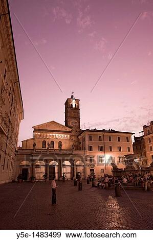 Santa Maria in Trastevere Basilica, Rome, Italy SUNSET FILTER View Large Photo Image Stock Photo - Santa Maria in Trastevere Basilica, Rome, Italy SUNSET FILTER. Fotosearch