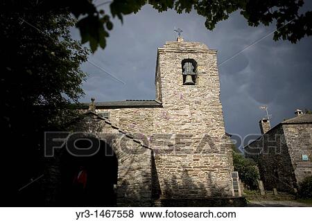 Santa Maria la Real church in O Cebreiro, a small village located in the French Way that leads to Santiago de Compostela, Galicia, Spain. View Large Photo Image Stock Photo - Santa Maria la Real church in O Cebreiro, a small village located in the French Way that leads to Santiago de Compostela, Galicia, Spain.. Fotosearch