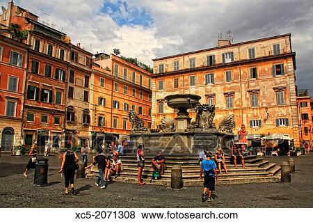 Santa Maria Square in Trastevere, Rome, Italy View Large Photo Image Stock Photo - Santa Maria Square in Trastevere, Rome, Italy. Fotosearch