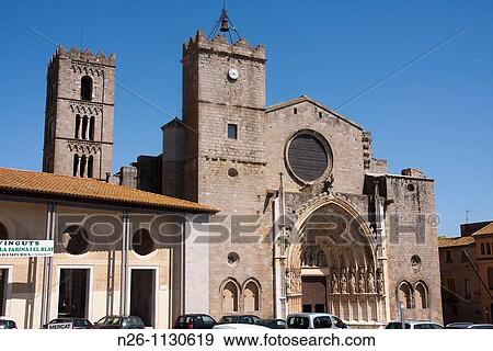 Stock Photo - Santa Maria's basilica XIII-XV centuries Gothic Spain, Catalonia, Girona province, Alt Empord?, Castell? d? Empries. Fotosearch