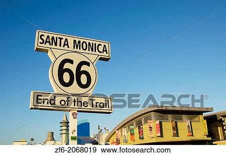 Santa Monica California CA end of Route 66 at beach famous boardwalk and pier with tourists and food and rides. View Large Photo Image Stock Photo - Santa Monica California CA end of Route 66 at beach famous boardwalk and pier with tourists and food and rides.. Fotosearch