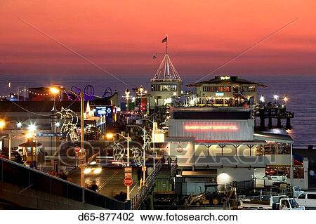 Santa Monica Pier at dusk, Santa Monica, Los Angeles, California, USA View Large Photo Image Stock Image - Santa Monica Pier at dusk, Santa Monica, Los Angeles, California, USA. Fotosearch