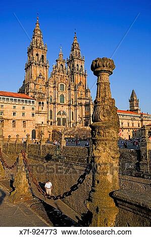 Santiago Cathedral on the Plaza do Obradoiro, UNESCO World Heritage Site Santiago de Compostela Corua province Spain Camino de Santiago View Large Photo Image Stock Image - Santiago Cathedral on the Plaza do Obradoiro, UNESCO World Heritage Site Santiago de Compostela Corua province Spain Camino de Santiago. Fotosearch