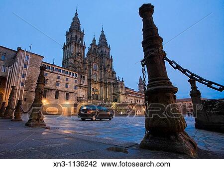 Santiago Cathedral on the Plaza do Obradoiro, UNESCO World Heritage Site, St. James Way, Santiago de Compostela, Galicia, Spain. View Large Photo Image Stock Image - Santiago Cathedral on the Plaza do Obradoiro, UNESCO World Heritage Site, St. James Way, Santiago de Compostela, Galicia, Spain.. Fotosearch