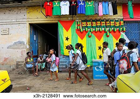 Santomean flags, shop in the city of Sao Tome, Sao Tome Island, Republic of Sao Tome and Principe, Africa. View Large Photo Image Stock Image - Santomean flags, shop in the city of Sao Tome, Sao Tome Island, Republic of Sao Tome and Principe, Africa.. Fotosearch