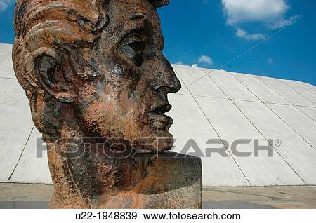 Sao Paulo, Brazil, South America, Latin America, Barra Funda, memorial, sculpture, statue, art, head, Bolivar, travel, tourism, color image, horizontal View Large Photo Image Stock Photo - Sao Paulo, Brazil, South America, Latin America, Barra Funda, memorial, sculpture, statue, art, head, Bolivar, travel, tourism, color image, horizontal. Fotosearch