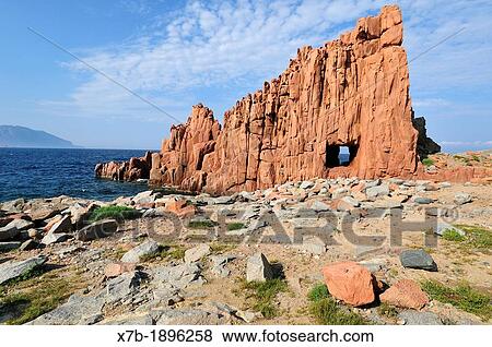 Sardinia Italy Rocce Rosse, characteristic red rocks of Arbatax View Large Photo Image Stock Photo - Sardinia Italy Rocce Rosse, characteristic red rocks of Arbatax. Fotosearch