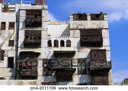 Stock Photograph - SAUDI ARABIA, JEDDAH, OLD TOWN, OLD HOUSE, WINDOWS.. Fotosearch