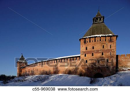 Saviour Tower, fortifications wall, Veliky Novgorod, Russia View Large Photo Image Stock Photo - Saviour Tower, fortifications wall, Veliky Novgorod, Russia. Fotosearch
