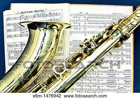 saxophone and score View Large Photo Image Stock Image - saxophone and score. Fotosearch