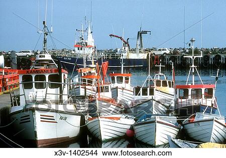 Picture - Scandinavia, Iceland - Small fishing boats in Dalvik harbour on Eyjafjordur on Iceland's north coast. Fotosearch