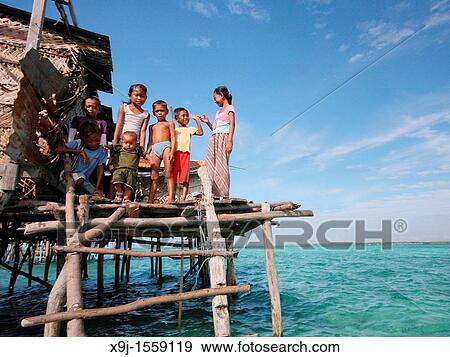 Stock Photo - Scene of Bajao stilt village, Omada island, Semporna, Sabah, malaysia, borneo.. Fotosearch
