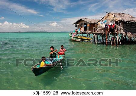Scene of Bajao stilt village, Omada island, Semporna, Sabah, malaysia, borneo. View Large Photo Image Stock Photo - Scene of Bajao stilt village, Omada island, Semporna, Sabah, malaysia, borneo.. Fotosearch