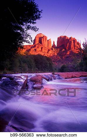Scenic Cathedral Rock & Red Rock river crossing, Sedona, Arizona, USA. View Large Photo Image Stock Image - Scenic Cathedral Rock & Red Rock river crossing, Sedona, Arizona, USA.. Fotosearch