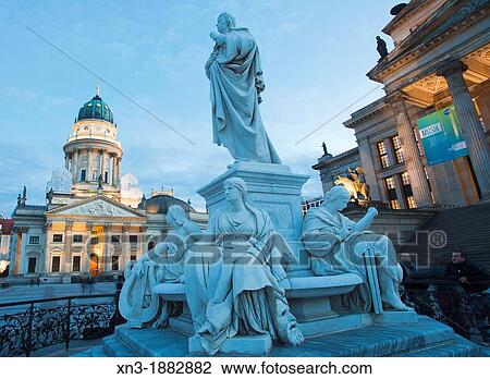 Schiller monument, Concert Hall, Schauspielhaus theatre, German cathedral Gendarmenmarkt square, Mitte, Berlin, Germany, Europe. View Large Photo Image Stock Image - Schiller monument, Concert Hall, Schauspielhaus theatre, German cathedral Gendarmenmarkt square, Mitte, Berlin, Germany, Europe.. Fotosearch