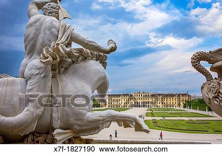 Schonbrunn Palace and gardens from Neptune fountain, Vienna, Austria, Europe View Large Photo Image Stock Image - Schonbrunn Palace and gardens from Neptune fountain, Vienna, Austria, Europe. Fotosearch