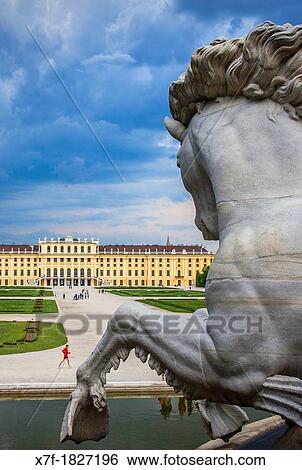Schonbrunn Palace and gardens from Neptune fountain, Vienna, Austria, Europe View Large Photo Image Stock Photograph - Schonbrunn Palace and gardens from Neptune fountain, Vienna, Austria, Europe. Fotosearch